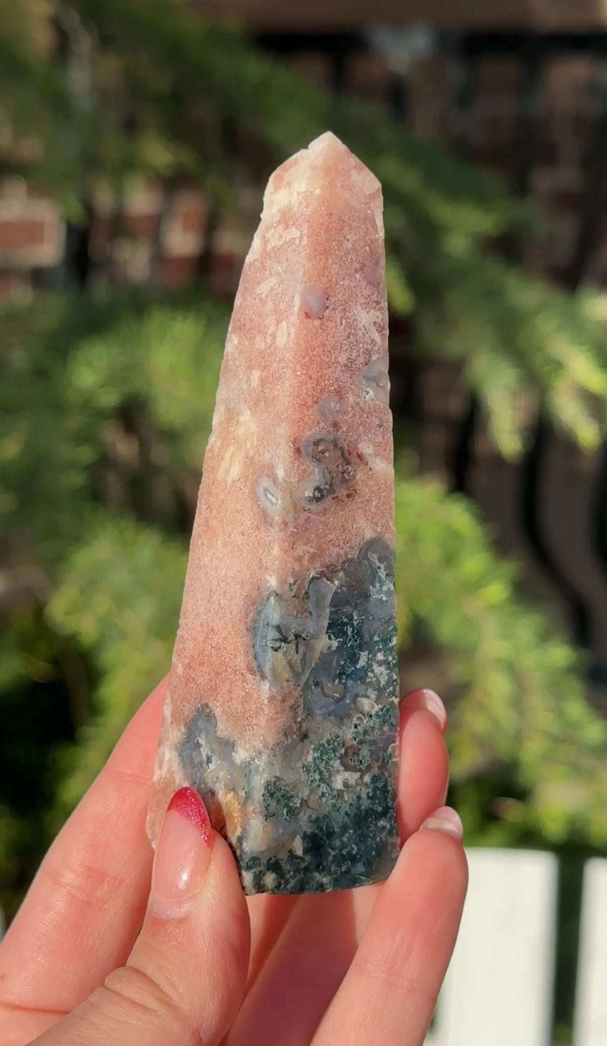 Pink Amethyst + Moss Agate Tower