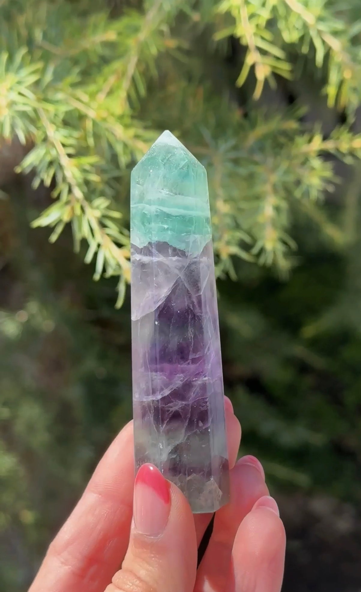 Green + Purple Fluorite Tower